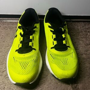 High-Visibility Neon Yellow Running Sneakers - Black Accents